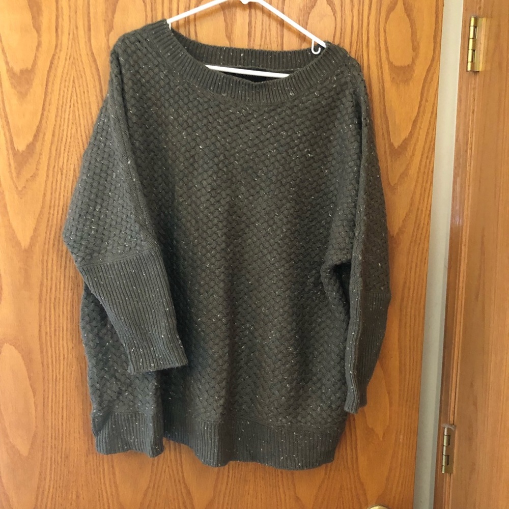 Lane Bryant olive green basket weave knit slight dolman sleeve sweater 18/20 ECU